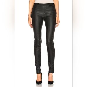 HELMUT LANG Black Stretch 100% Lamb Leather Skinny Leggings Pants US 4 Org $920